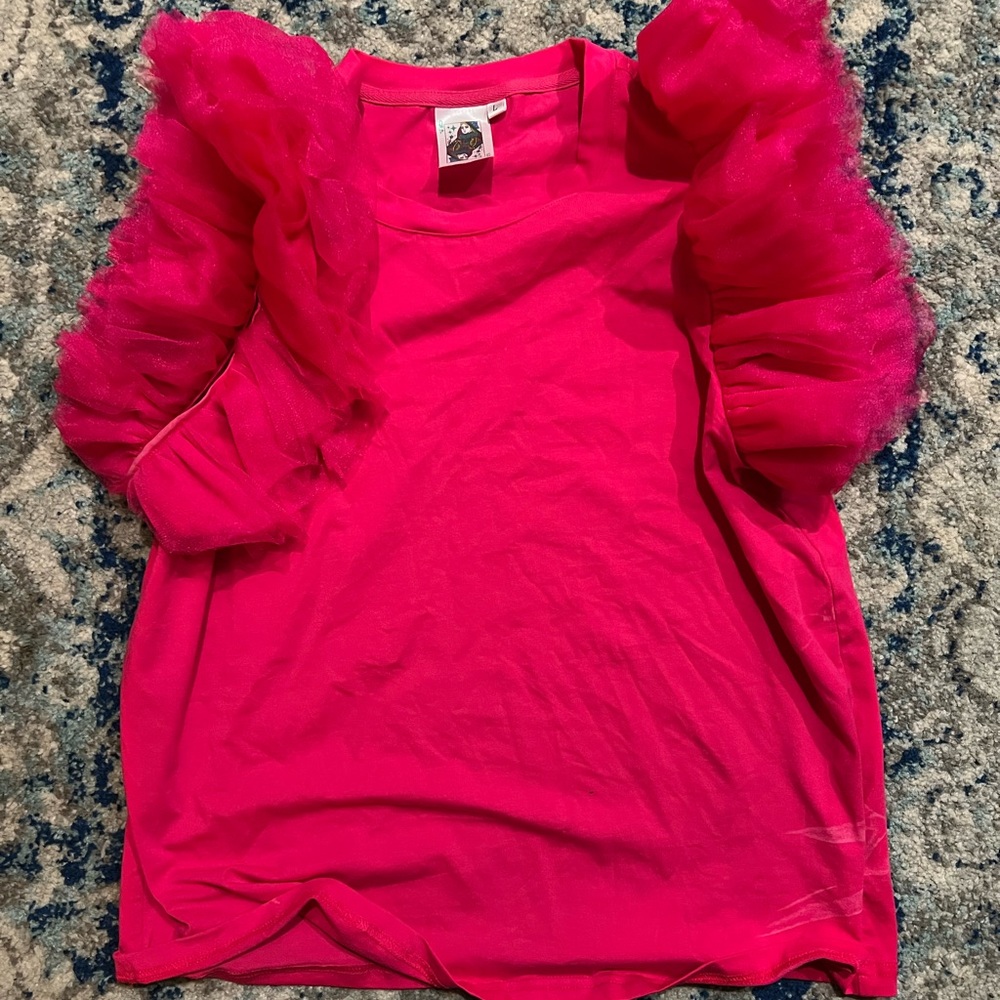 Pink QUEEN OF SPARKLES Ruffle Top